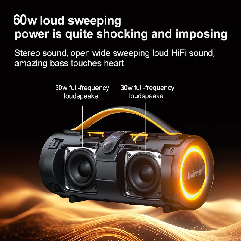 Lewinner 60W Portable Bluetooth Speaker with RGB Lights